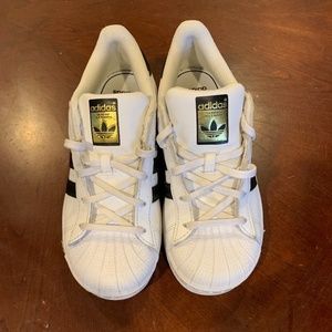 Adidas Superstar Shoes White/Navy Sz 2 K